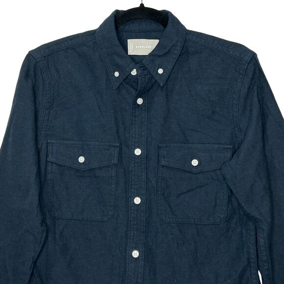 New Everlane Brushed Flannel Shirt Heather Blue Button Down Men Small  NWOT - Picture 7 of 10